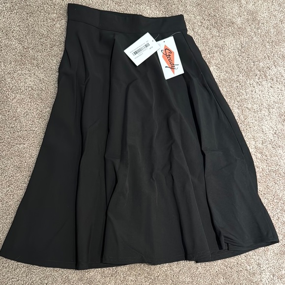RockSteady Black Pleated Midi Skirt for Work - Picture 1 of 3